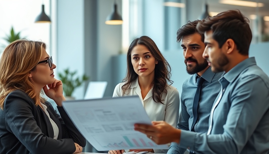 Small business team discussing growth strategies in a modern office.