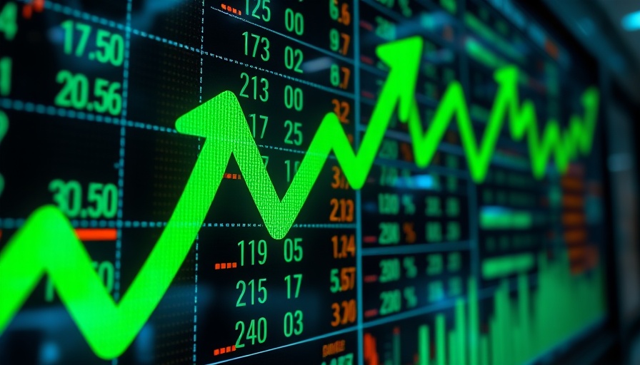 Digital stock market display showing growth, highlighting financial trends.