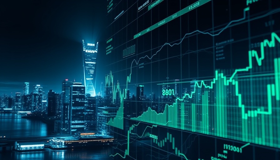 Futuristic stock market scene with digital charts and city lights, highlighting NASDAQ rise opportunities for entrepreneurs.