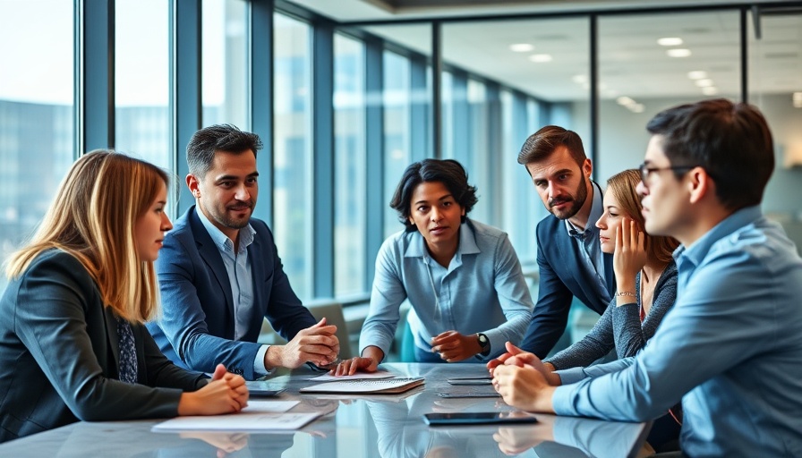Mindful group discussing at a bright office meeting, focusing on productivity.