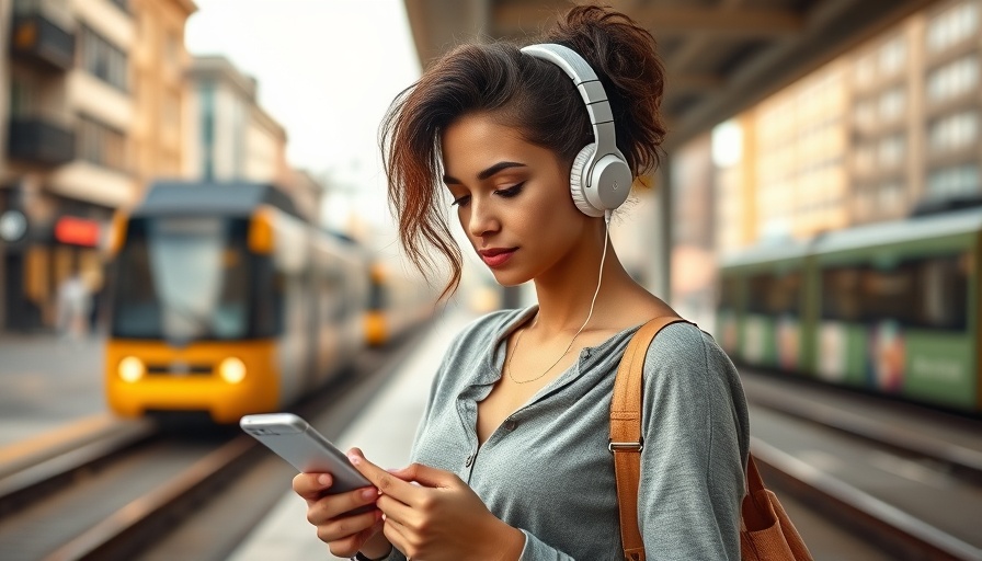 Young woman listens to best financial podcasts for women while commuting.