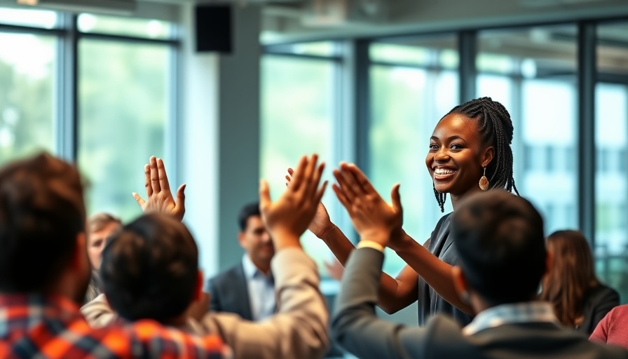 Black woman financial expert leading a seminar, engaging audience.