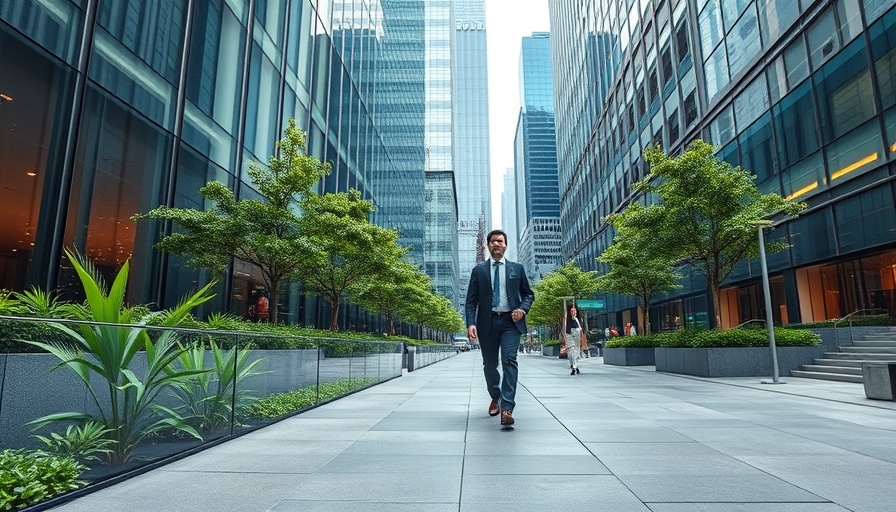 Modern architecture with businessman, merging Fannie Mae and Freddie Mac.