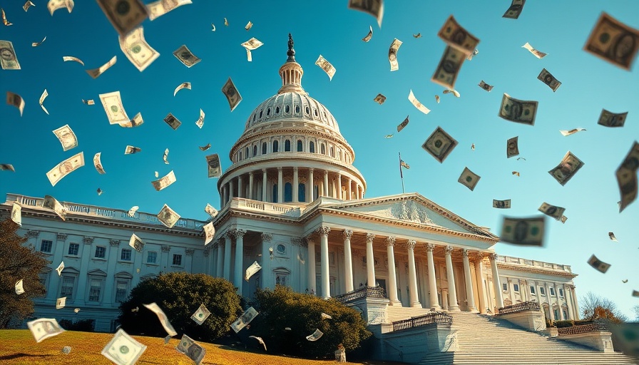 US budget deficit impact on small businesses depicted by Capitol and money.