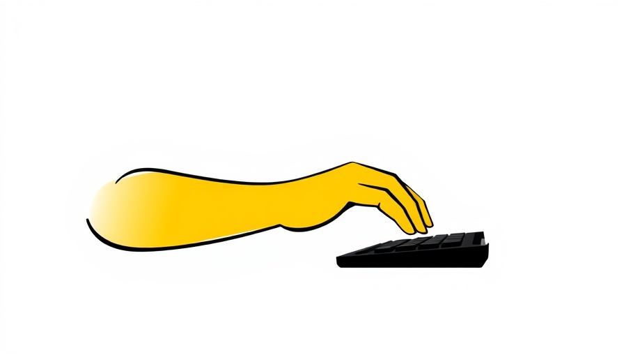 Abstract illustration of a person typing in minimal design