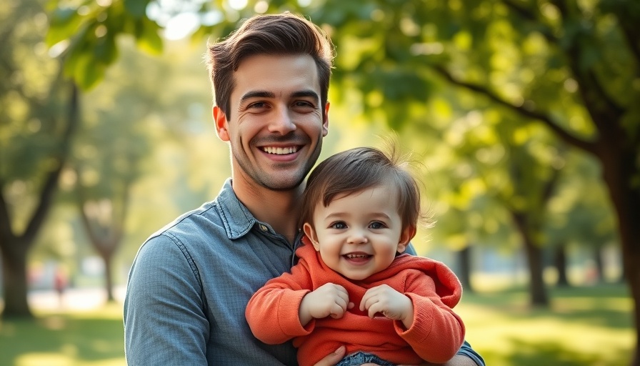 Strategic leader in technology and finance with toddler in sunny park.