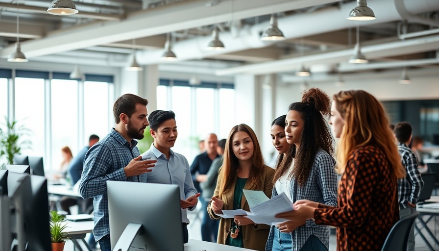 Collaborative team enhancing the culture of learning in business in a modern office.