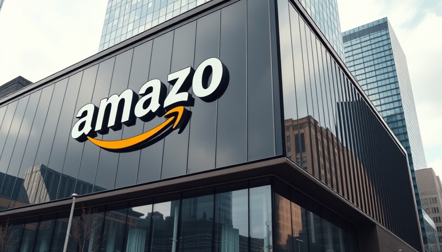 Modern Amazon building showcasing Amazon same-day delivery for perishable food.