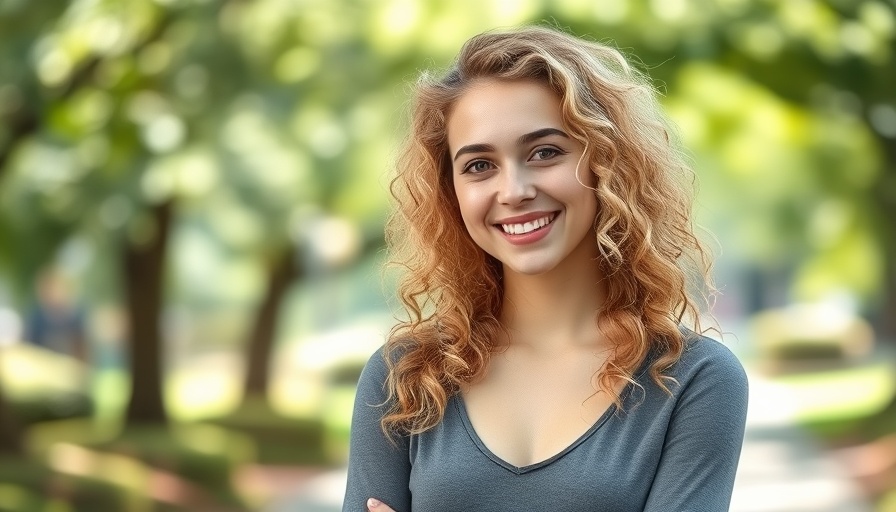 Smiling young woman outdoors in natural daylight.
