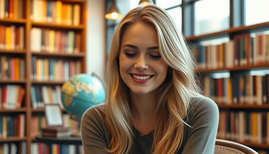 Katherine Brewer The Journal podcast host in cozy library setting.