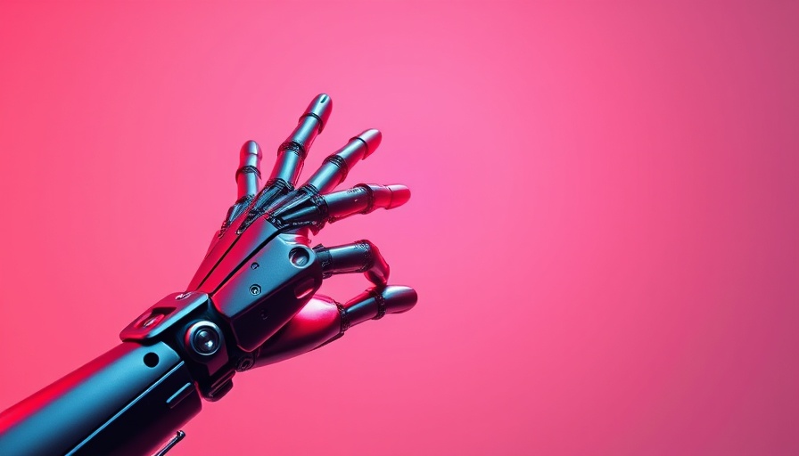 Robotic hand reaching for Meta logo symbolizing AI restructuring.