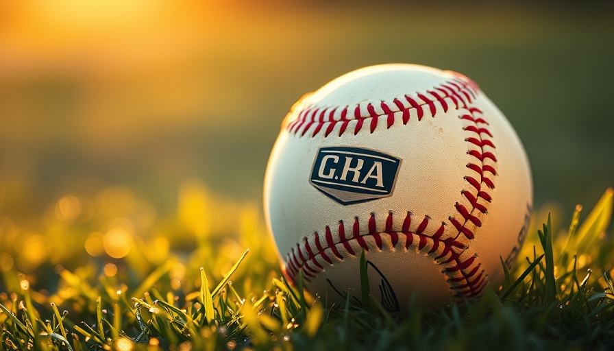 Baseball with Perfect Game logo on glittering grass, golden light.