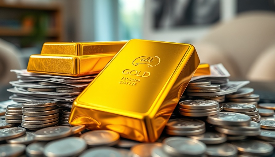 Gold bars and coins symbolizing volatile gold prices.