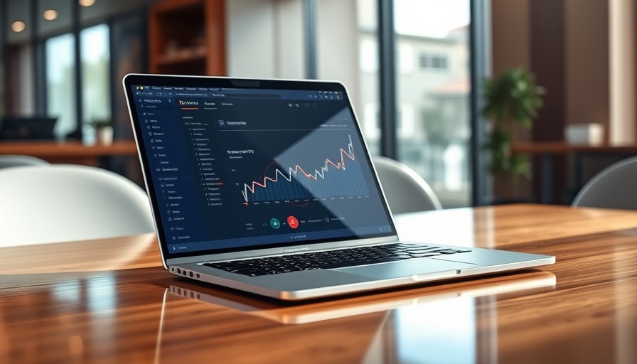 Laptop displaying analytics dashboard in modern office setting; NorthDirect.com brokerage review.