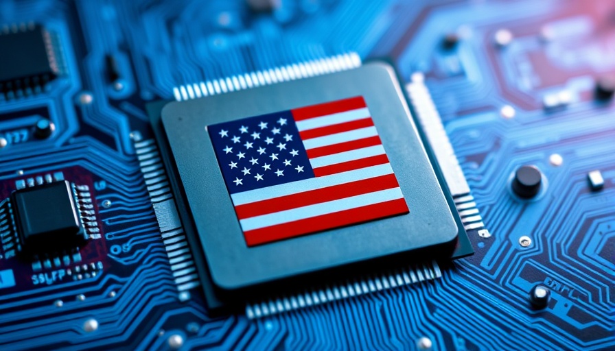 US equity stake in chip makers represented by flag and CPU.