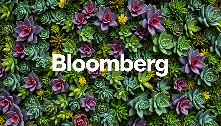 Bloomberg logo amid a succulent plant background, vibrant and modern.