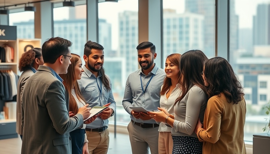 Entrepreneurs discussing Retail Earnings Insights in a modern store.