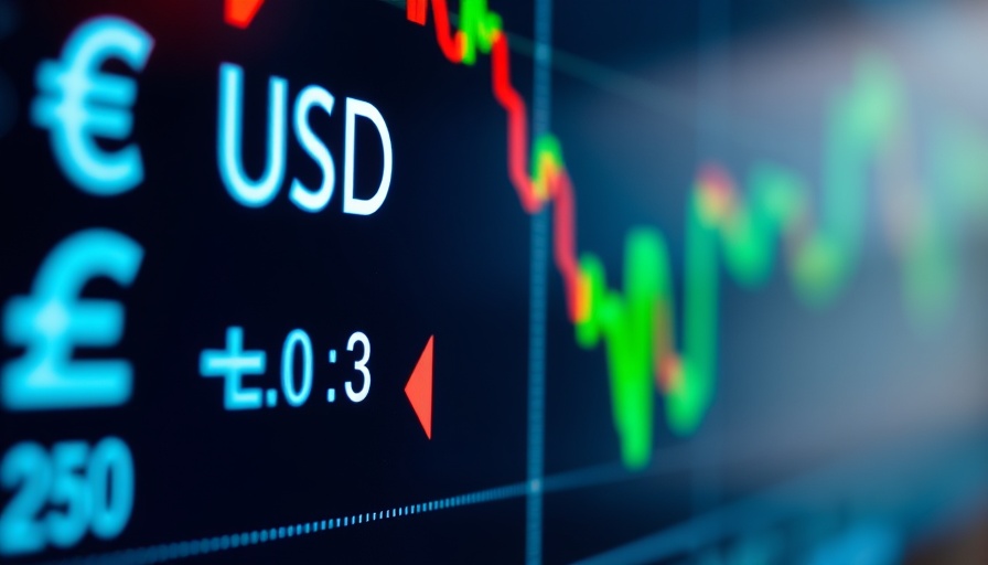 Close-up of USD CAD exchange rate on digital display with currency strength indicators.