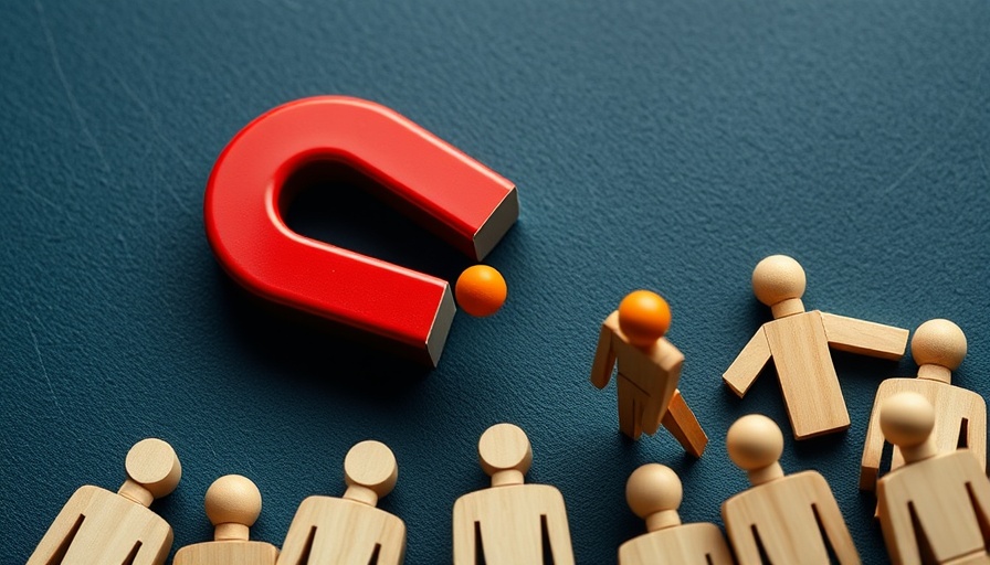 Recruiting financial advisors concept with magnet and figures.