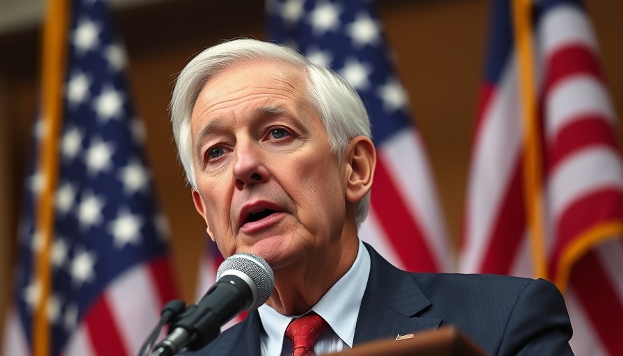 Distinguished speaker discusses tariff inflation concerns at podium.