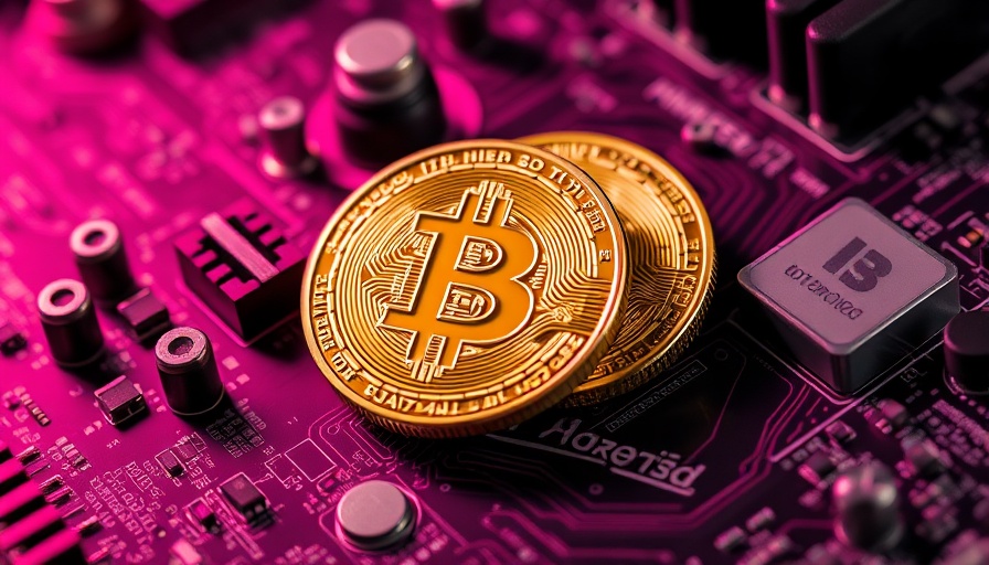 Cryptocurrency concept with bitcoins on a motherboard, illustrating financial advisors understanding of cryptocurrency.