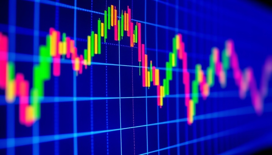 TSX market graph showing colorful trend lines on a digital display.