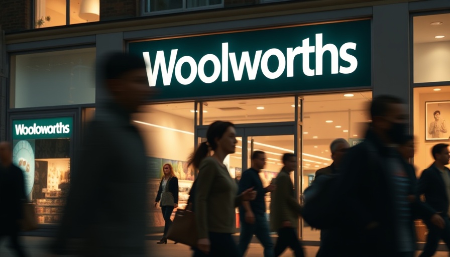 Woolworths storefront at night showing shopper movement, capturing Woolworths profit drop insights for entrepreneurs.