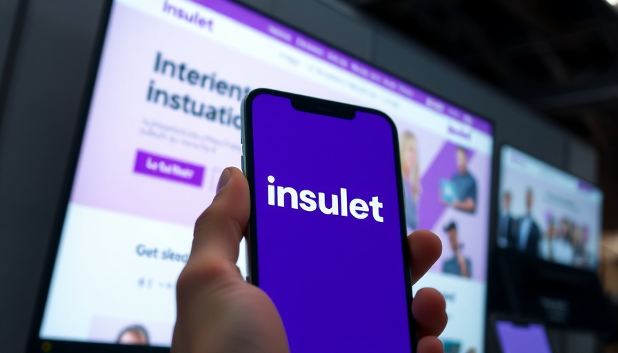 Insulet logo displayed on smartphone with website background.