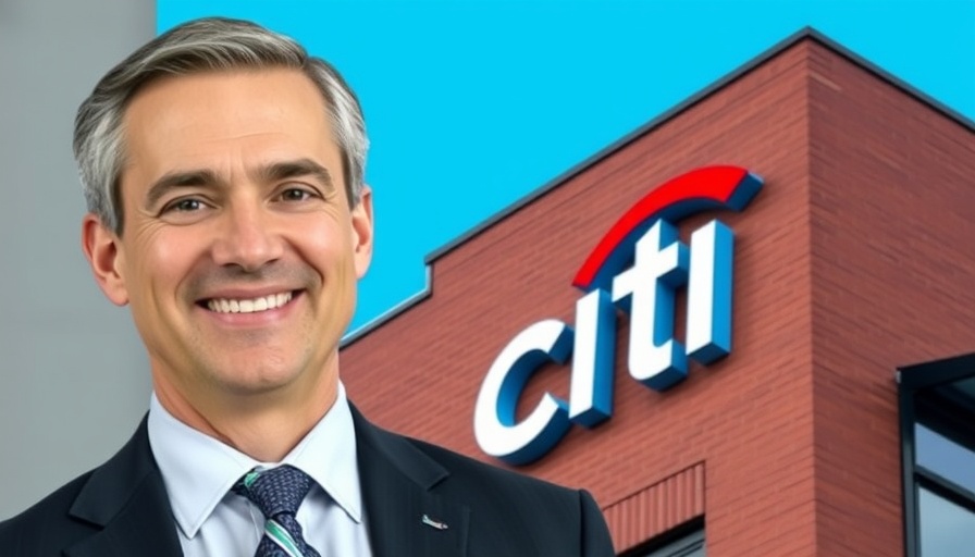 Portrait of a man and Citi logo against blue background