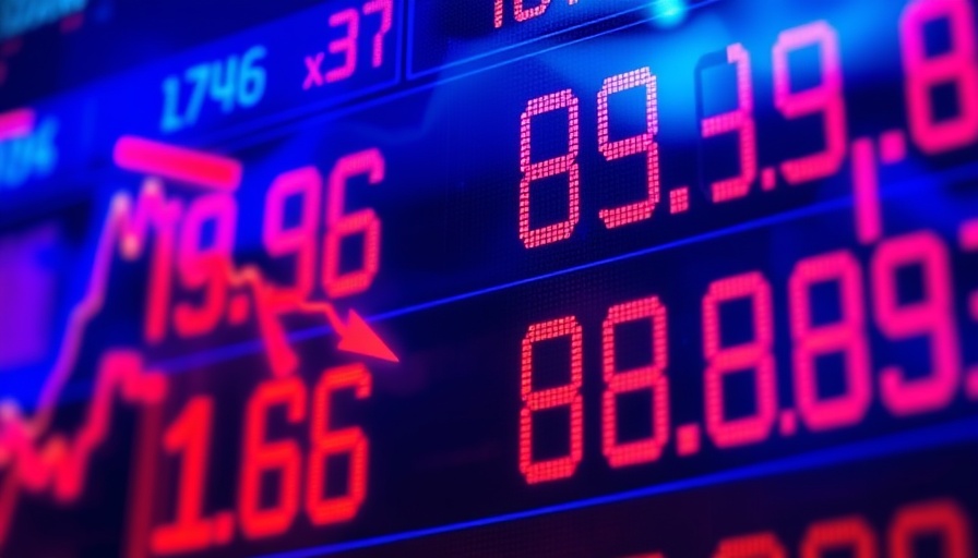 Digital stock market display with fluctuating numbers, TSX new record.