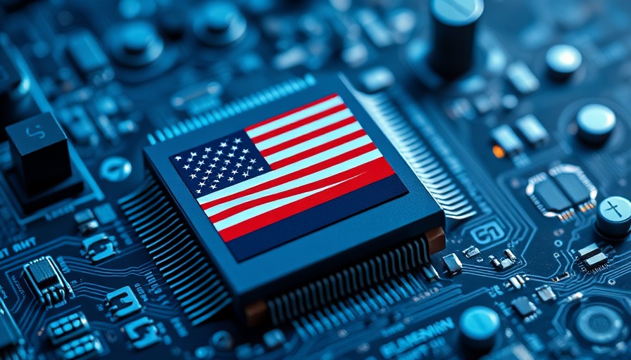 Microchip and US flag representing US regulations on chip production.