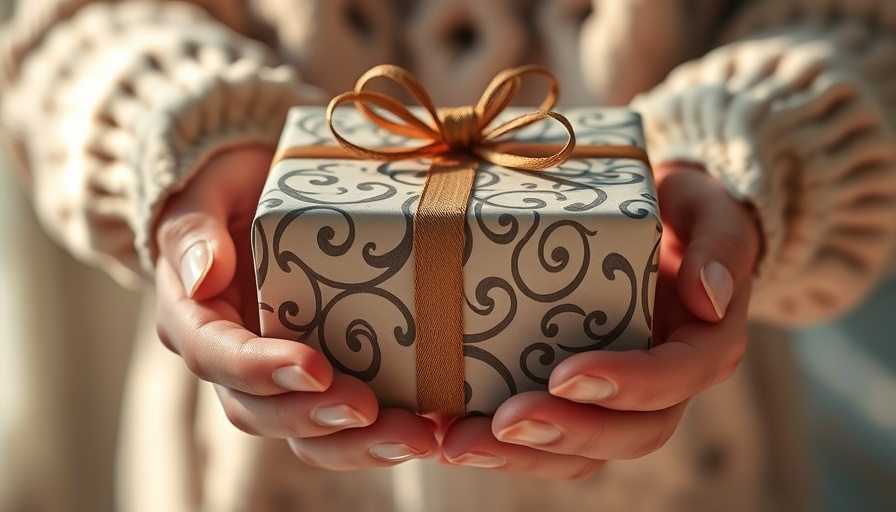 Gift box with intricate patterns and bow, employee Christmas gift ideas 2025.