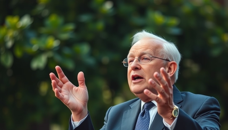Elderly man discusses impact of tariffs on small businesses outdoors