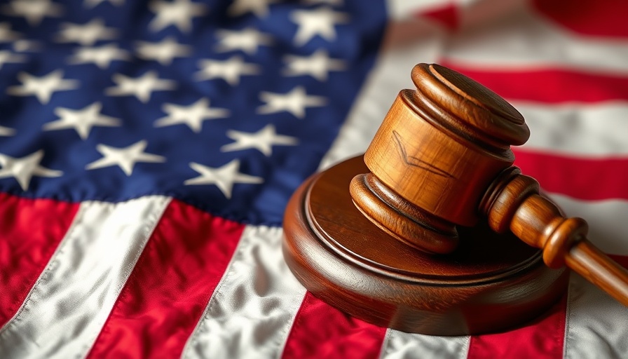 Judge's gavel on American flag symbolizing block deportation of unaccompanied migrant children.