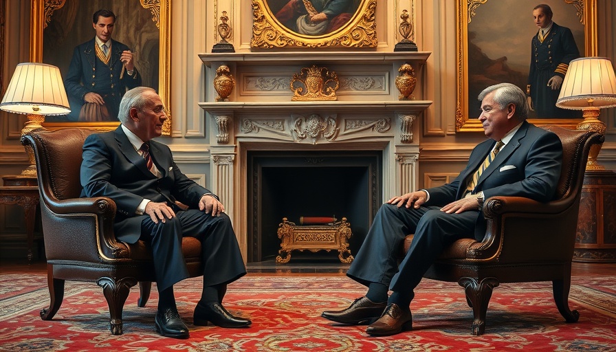 Dignitaries discuss South Korean US tariff negotiations in lavish office.
