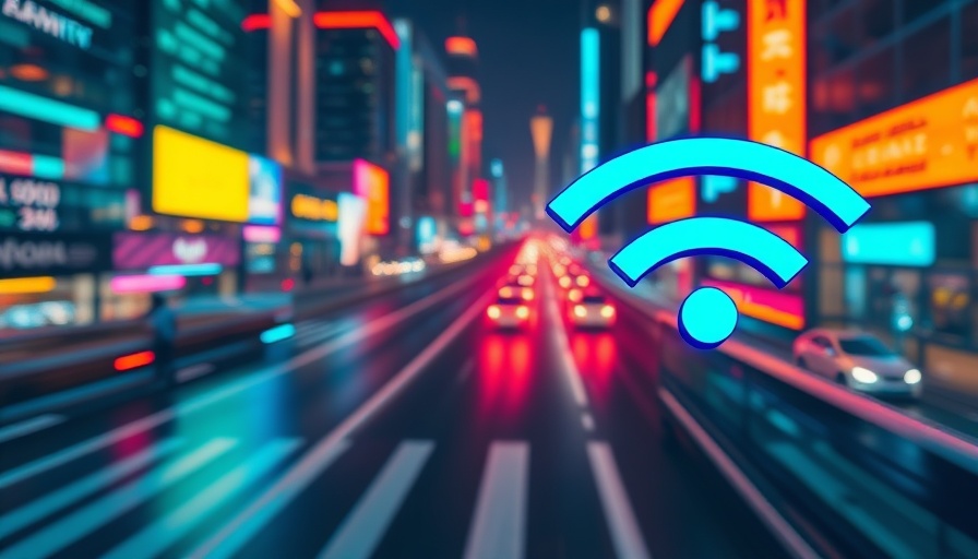 Futuristic Wi-Fi symbols over dynamic cityscape, illustrating Wi-Fi HaLow market growth.