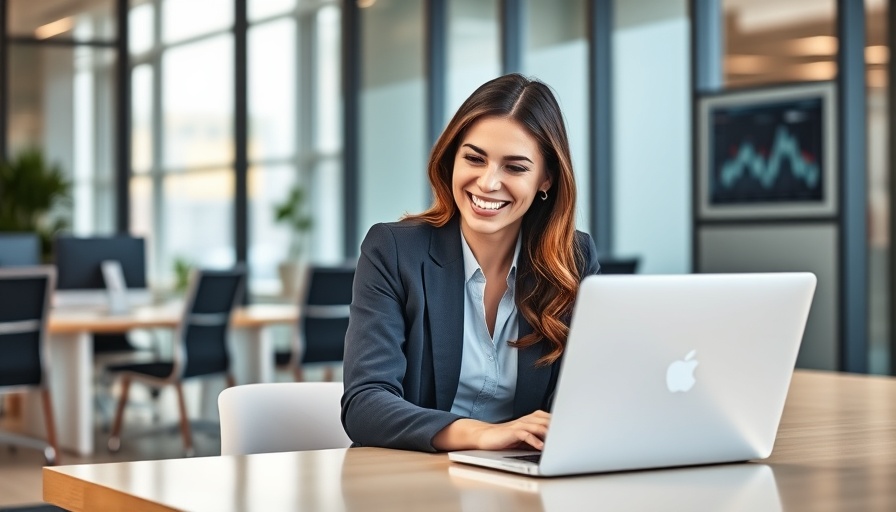 Professional businesswoman rejoicing over positive business news in a bright office.