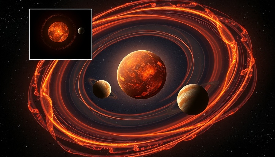 Illustration of a quadruple star system with brown dwarfs in space.