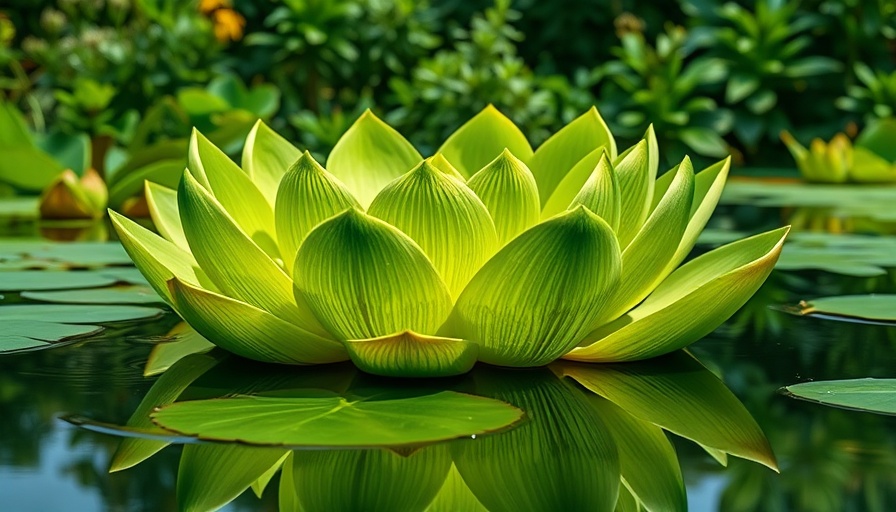 Giant water lily weighing off, floating on a serene pond.