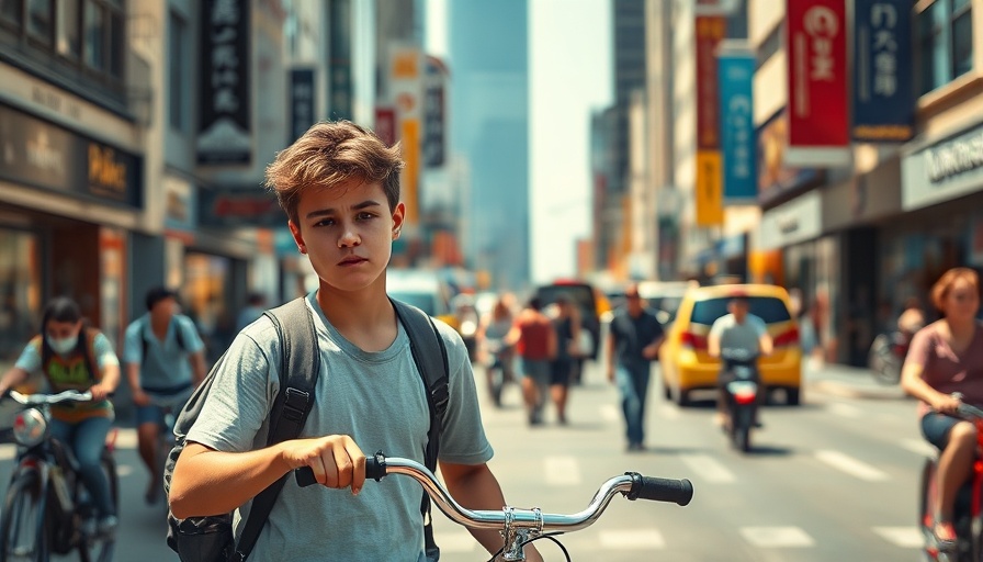 Teen buys stolen bike in busy city scene.
