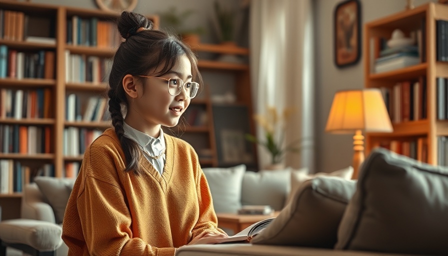 Young girl talking in a cozy living room for better conversations.