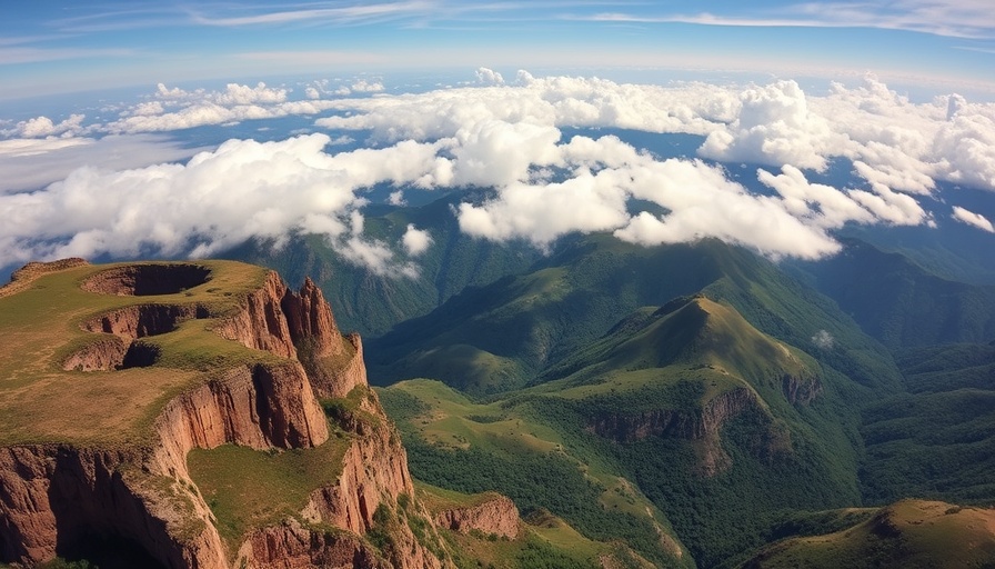 Rugged Ethiopian highlands partially covered by clouds.