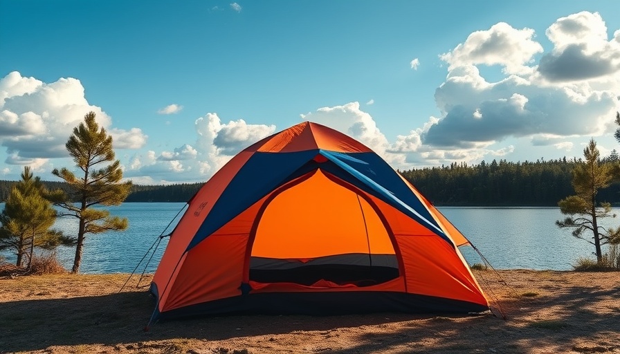 Tent by lakeside, community solution for homelessness.