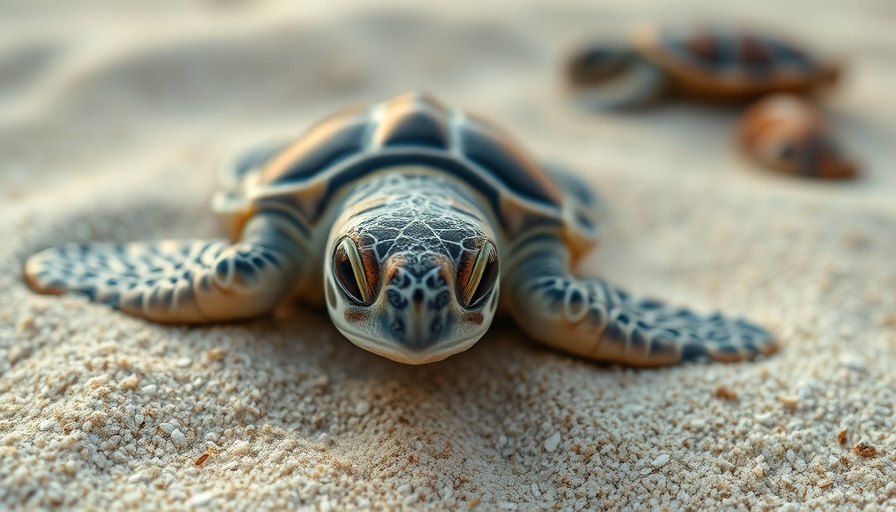 Sea turtle conservation in Cabo Verde: baby turtle on sand.
