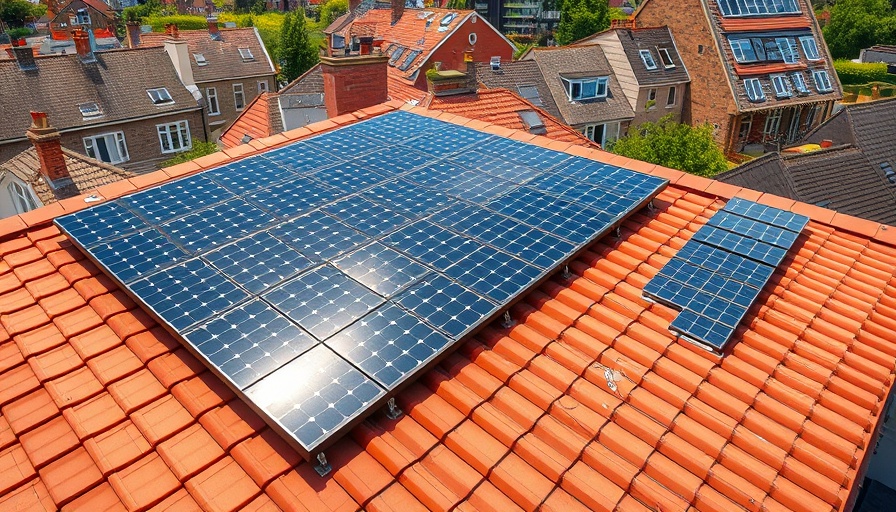 Modern solar panels on a London roof for solar microgrids.