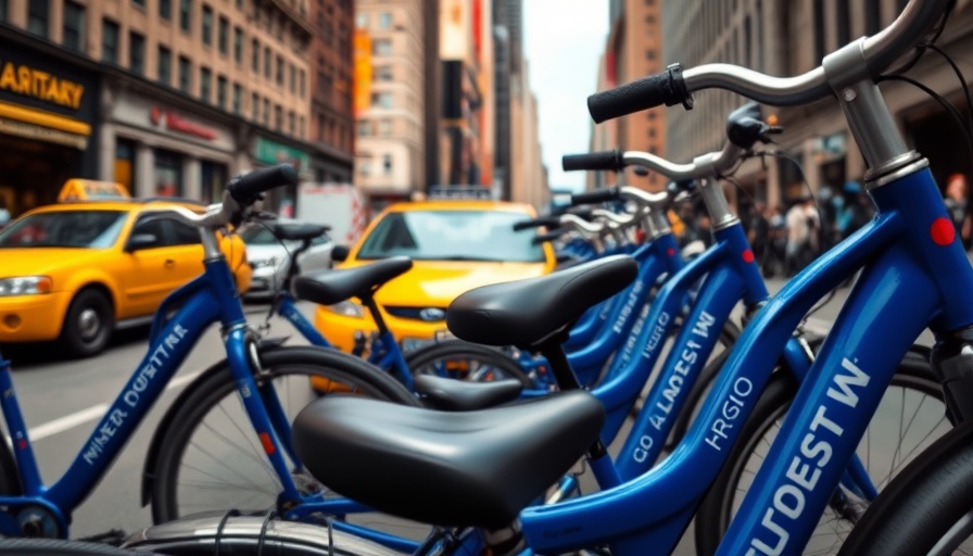 New York most ridden bicycle in busy city street with taxis.