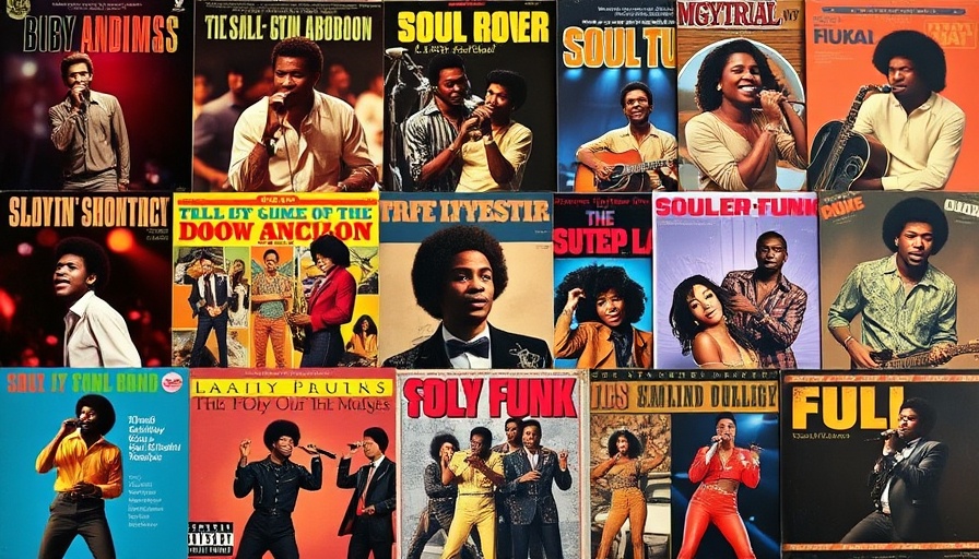 Soul and funk album covers collage for 'Soulful Duets Playlist'.