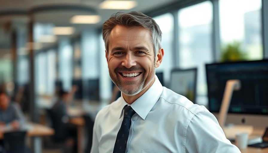 Smiling older man in an office setting, related to Sinners playlist.