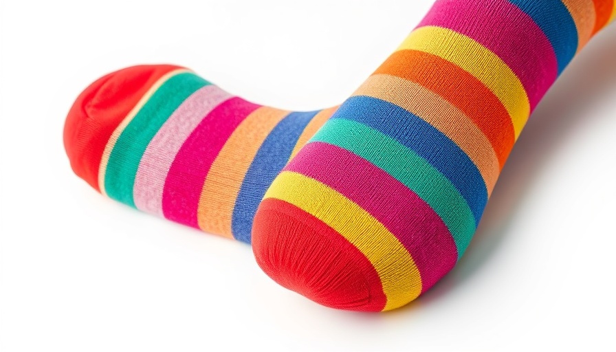 Colorful striped socks for Funky Socks Day 2025, vibrant hues.