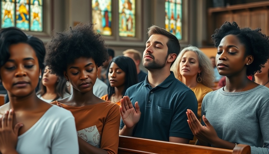 Group of people praying in church, representing Evangelical support for Israel.